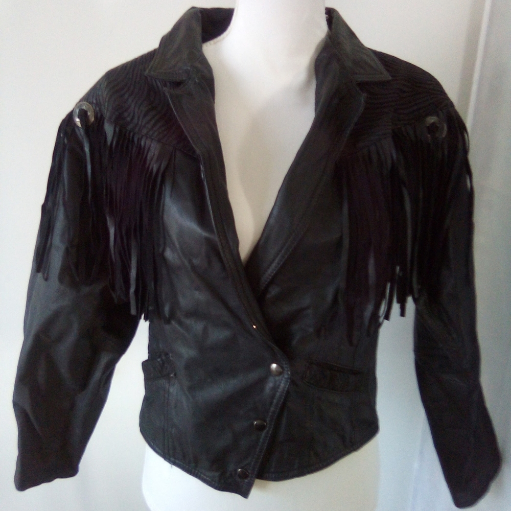 1980s Berman's Leather Fringe Motorcycle Jacket